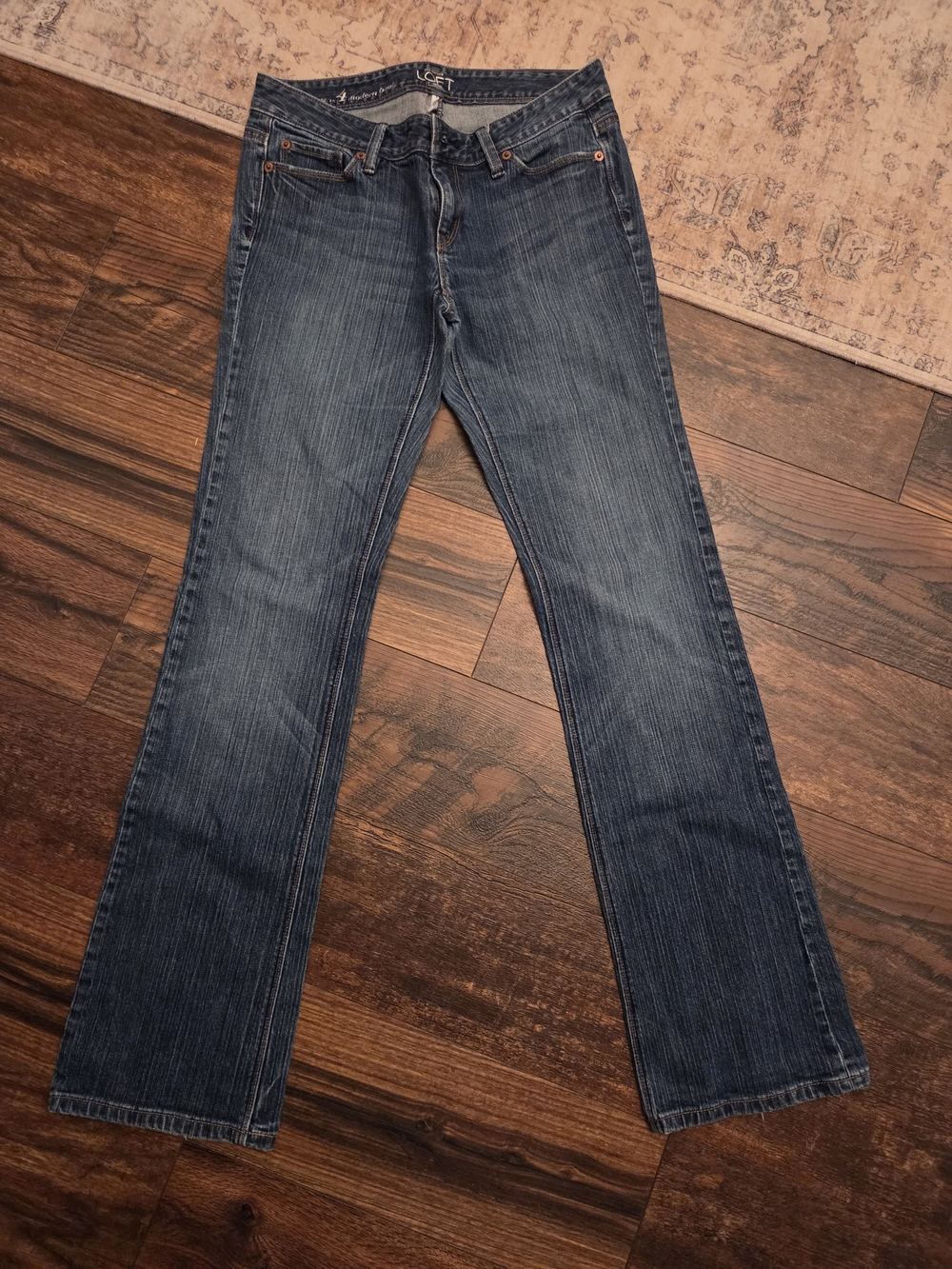 LOFT Women's Boot Cut Jeans in Dark Wash Blue